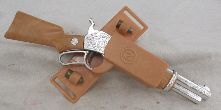 Old Nichols Spit-Fire Cap Cartridge Loading Toy Cap: Old Nichols Spit-Fire Cap Cartridge Loading Toy Cap Rifle Hip Gun with Holster, 8 1/2"L, EC