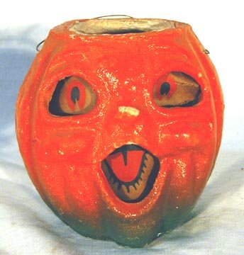 Papermache Jack O Lantern: Papermache Jack O Lantern, 5" H, Brush mark on Nose