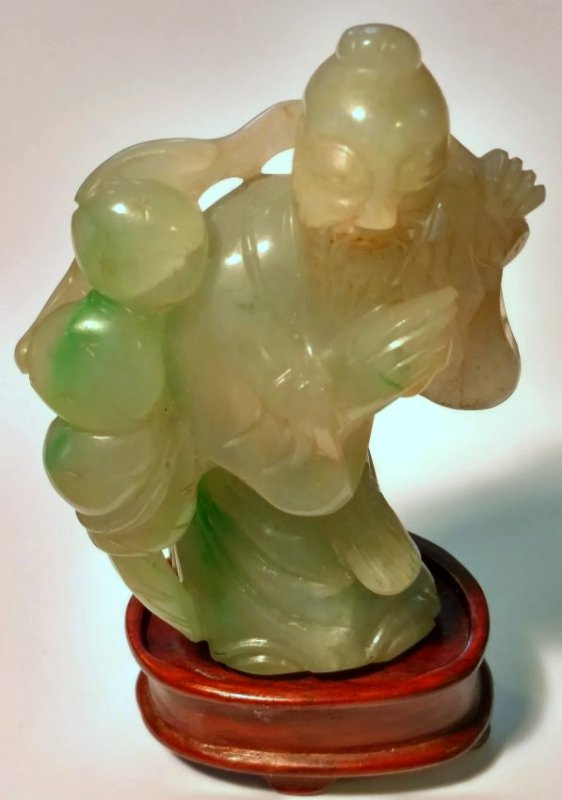 Antique Chinese Qing Carved Jadeite Jade Sanxing Shou (1 of 10)