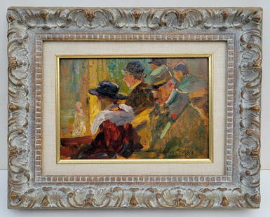 Elie Anatole Pavil Montmartre French Oil 1 of 4: Elie Anatole Pavil Montmartre French Oil 1 of 4, Ukrainian French artist active in the Paris cafe scene in the early 20th century, one of four works by the artist offered separately in this sale, oil