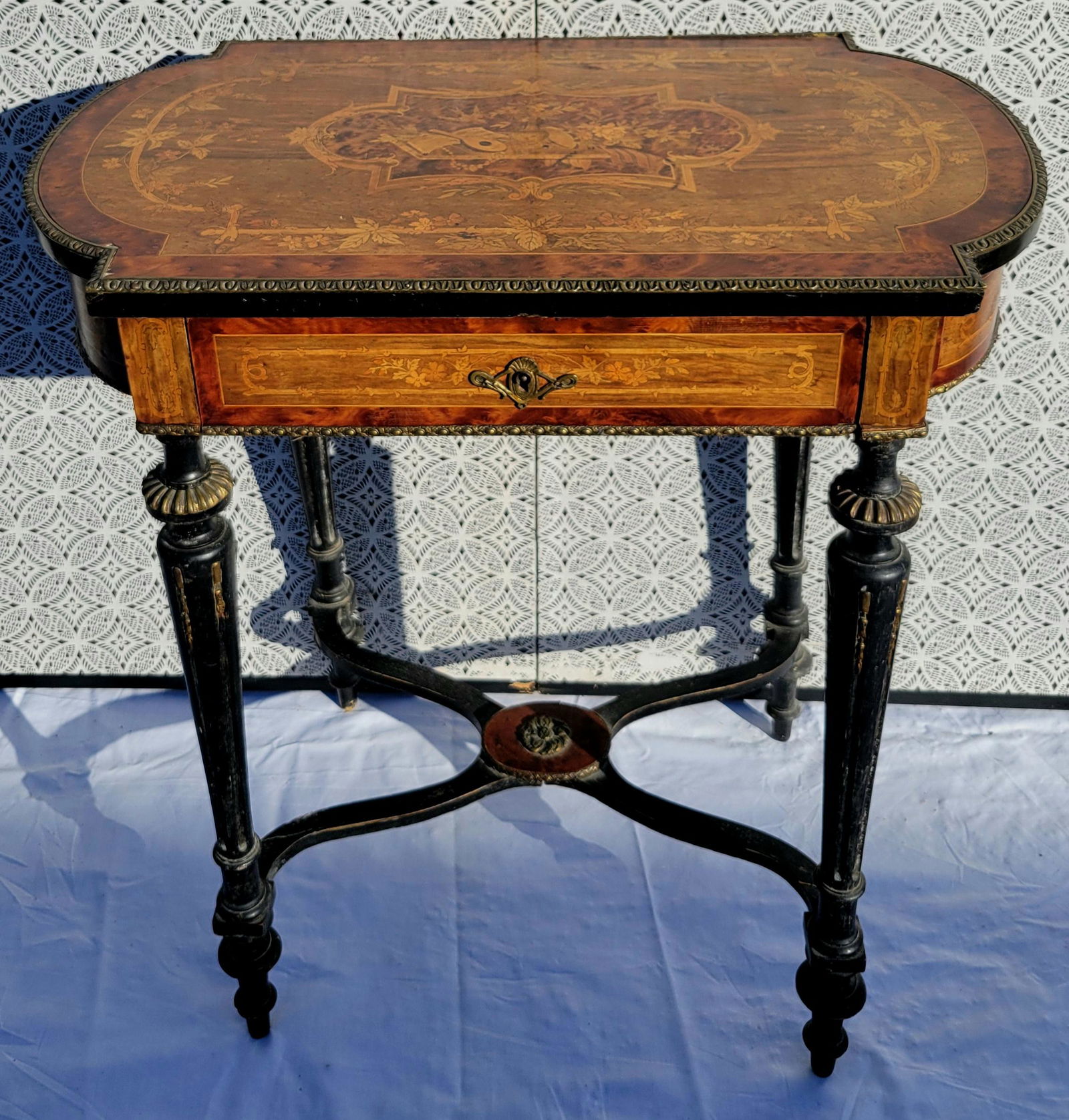Bronze Mounted Continental Marquetry Vanity (1 of 10)