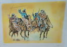 Salvador Dali Surrealist Arab Knights Horseback Etching