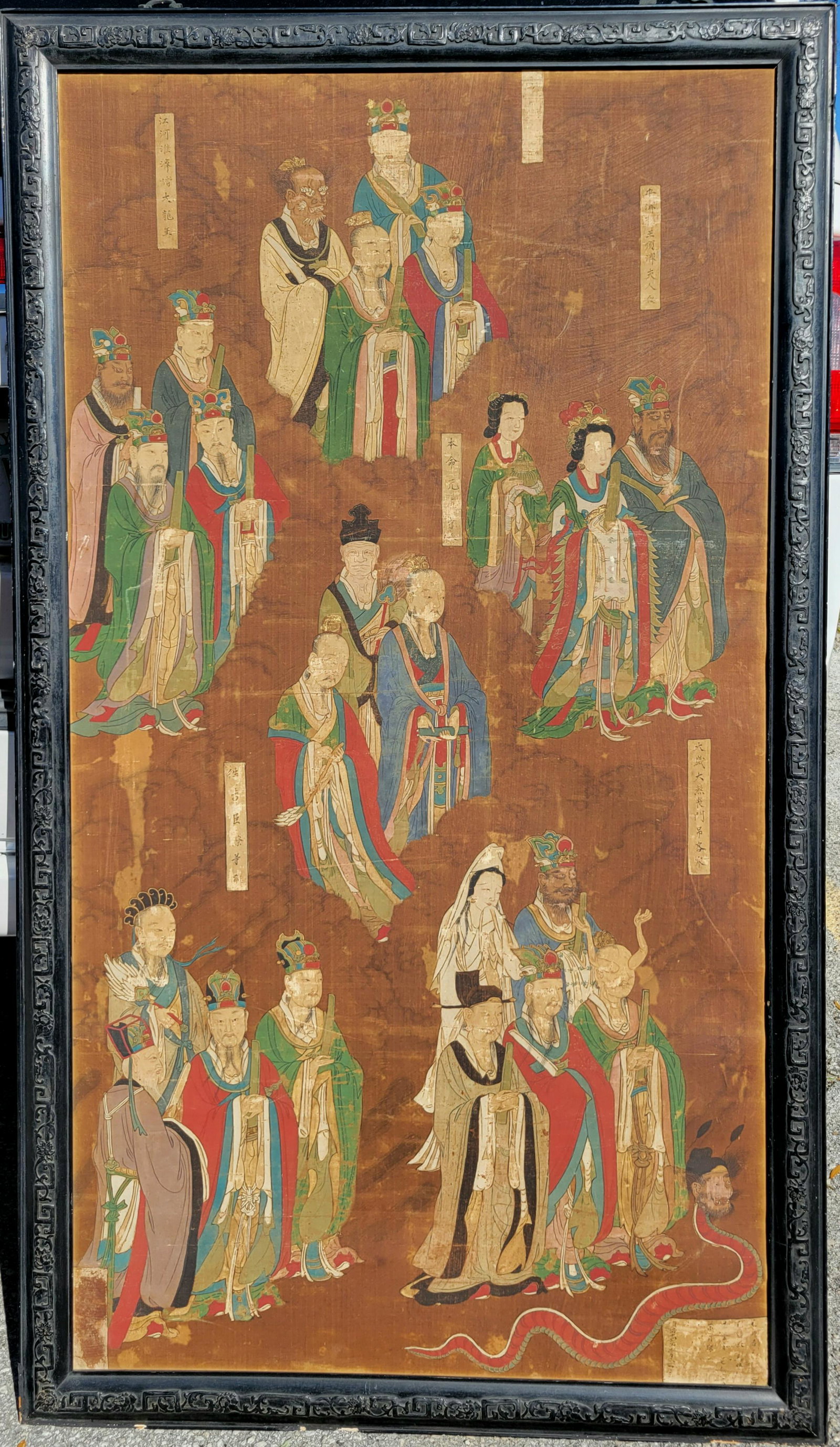 Large Antique Chinese Scroll Ming Nobles Silk Painting (1 of 17)