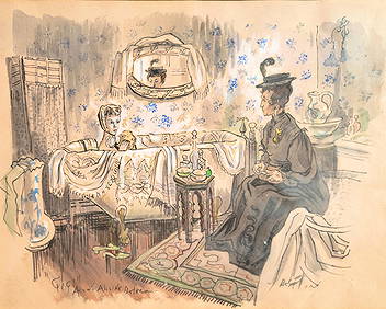 Vanderbilt Estate Cecil Beaton Gigi Watercolor (1 of 7)