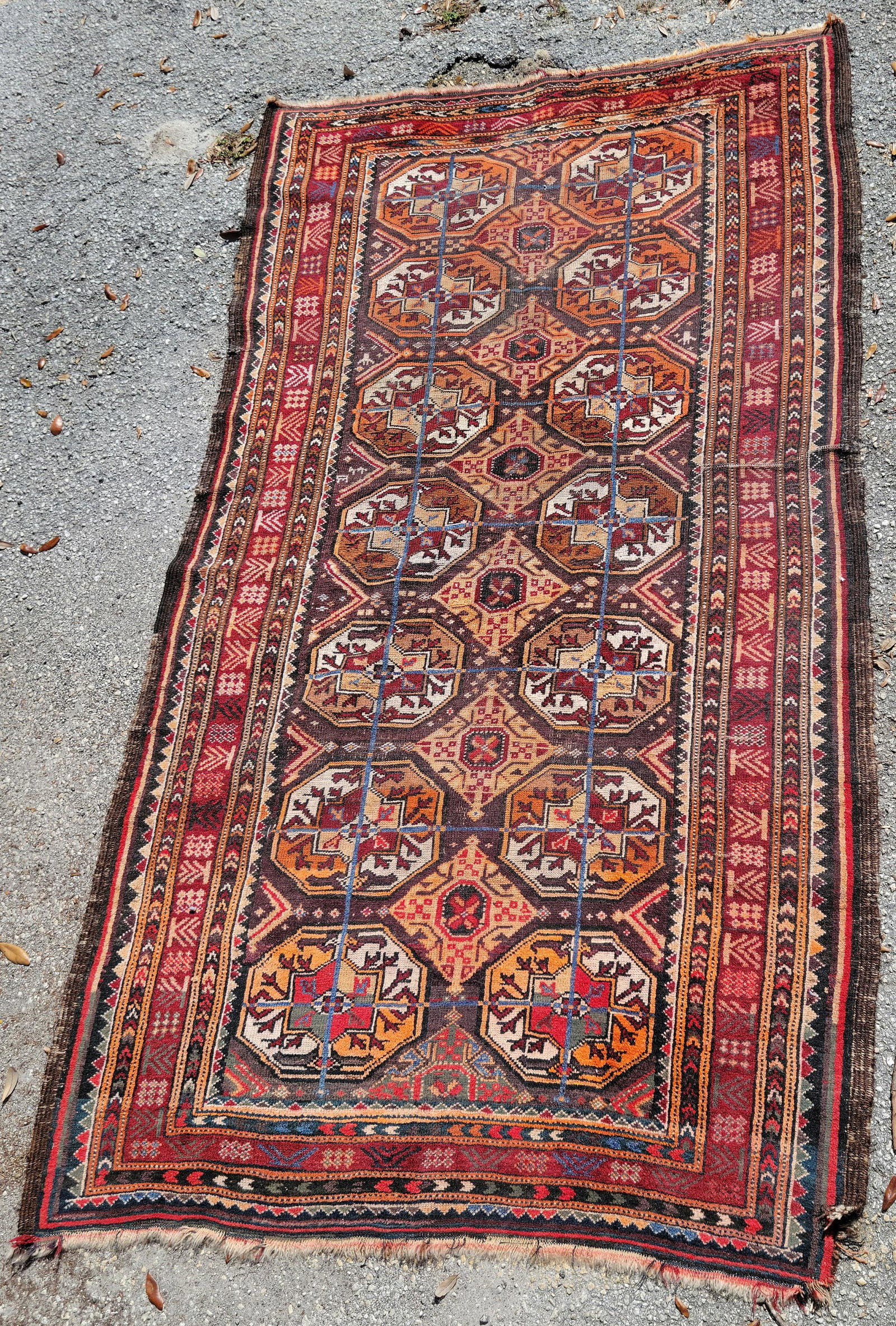 Geometric Caucasian Persian Middle East Carpet 89 x 47 Inches (1 of 6)