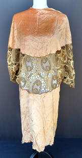 Vanderbilt Estate Art Deco Shawl Skirt And Fabric: Vanderbilt estate Art Deco shawl skirt and fabric. One of several lots of soiree costumes, dresses and gowns worn by Gertrude Vanderbilt Whitney and descendents. Unless otherwise indicated the garment