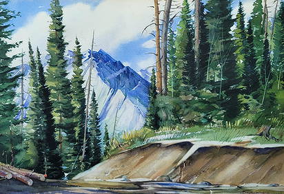 Vanderbilt Estate Wayne Lambert Davis Challis Idaho Mountain Watercolor Landscape Painting (1 of 4)