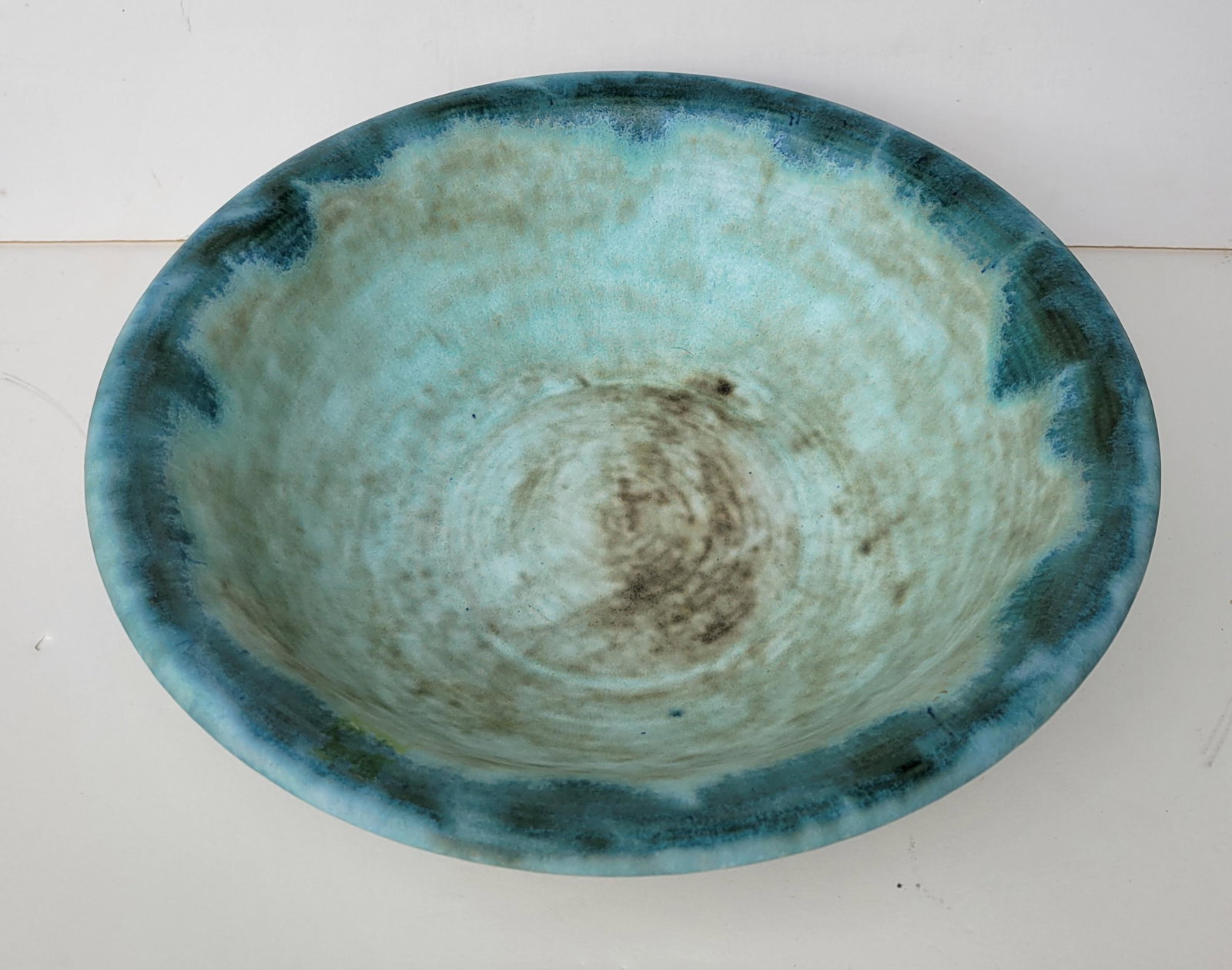 Large McCarty Pottery 14.875in Ribbed Centerpiece Bowl MS Mississippi Southern Art Pottery (1 of 2)