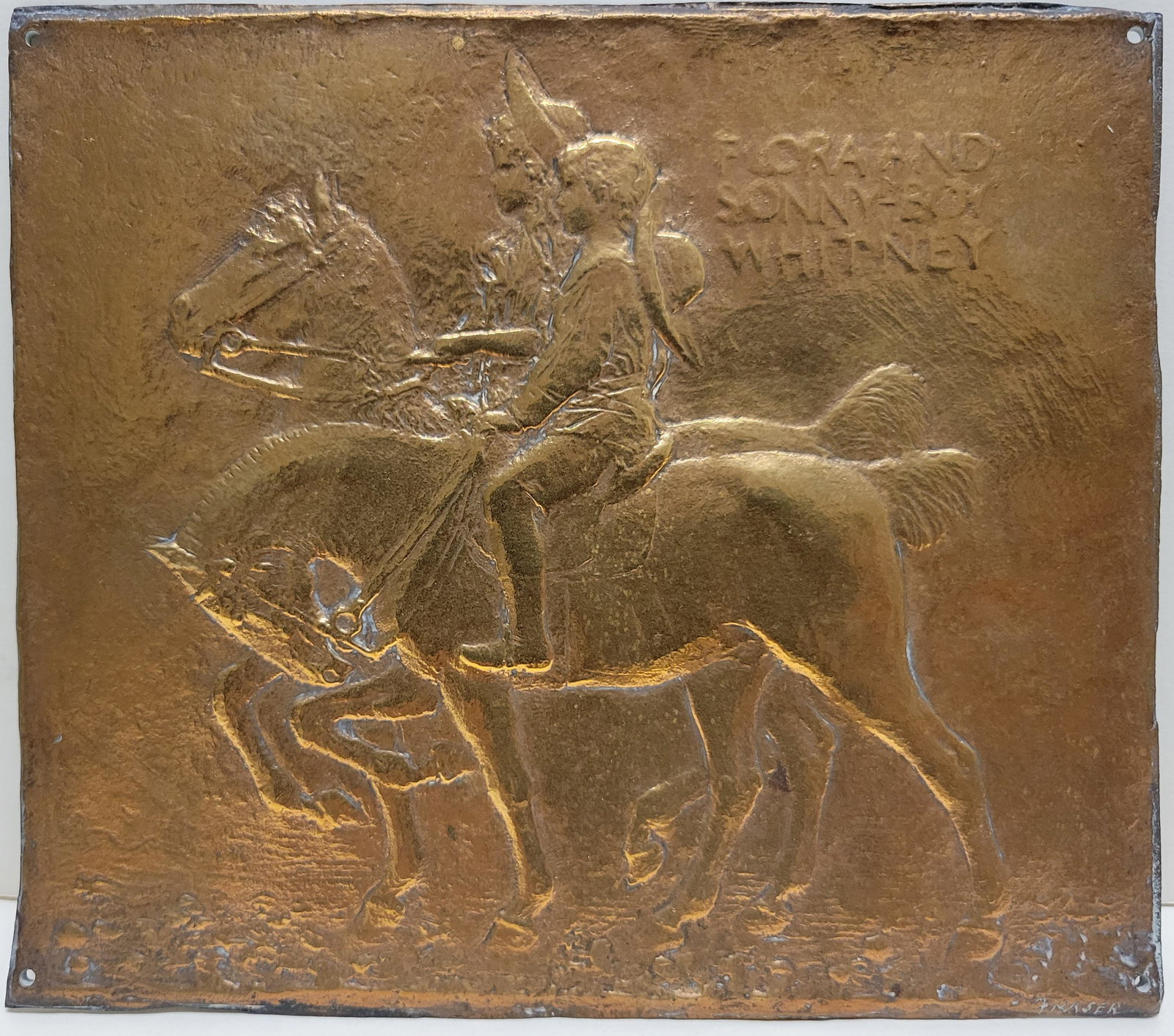 Vanderbilt Archive James Earle Fraser Flora And Sonny Boy Whitney Gilt Dore Bronze Relief Plaque (1 of 2)