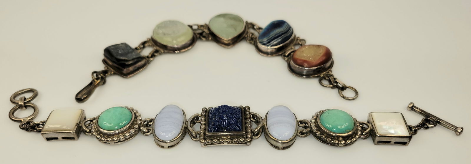 Irene Cara Estate Two 925 Silver Specimen Stone Link Bracelets COA (1 of 1)