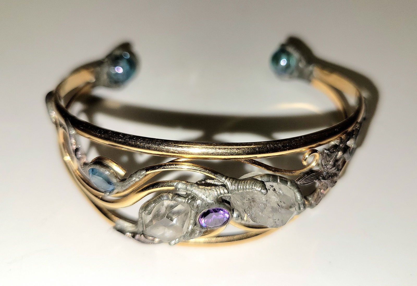 Irene Cara Estate 14k Gold And Crystal Studio Artisan Cuff Bangle Bracelet COA (1 of 1)