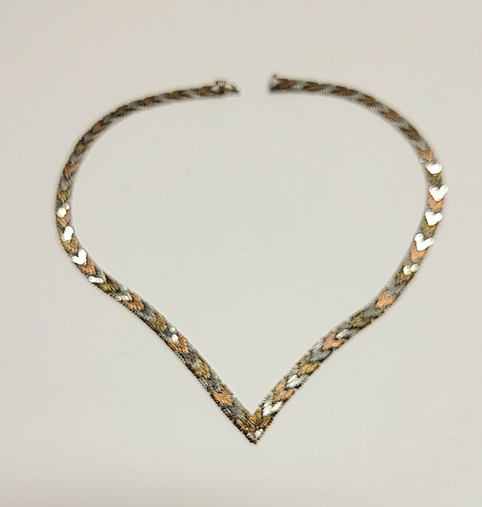 Irene Cara Estate Art Deco Revival Tri Gold Vermeil Sterling Silver Italian V Necklace COA (1 of 1)