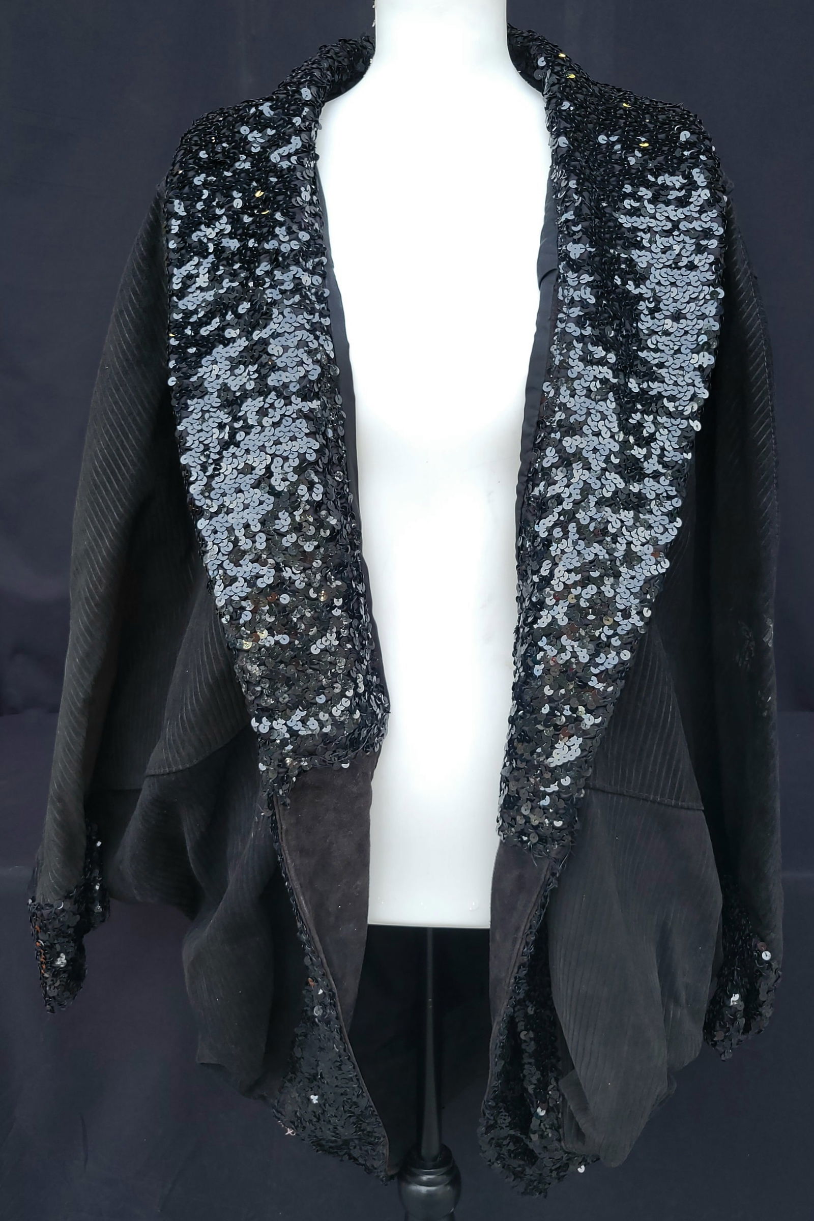 Irene Cara Estate Jean Claude Jitrois Sequin Corduroy Wide Lapel Long Blazer Jacket COA (1 of 2)