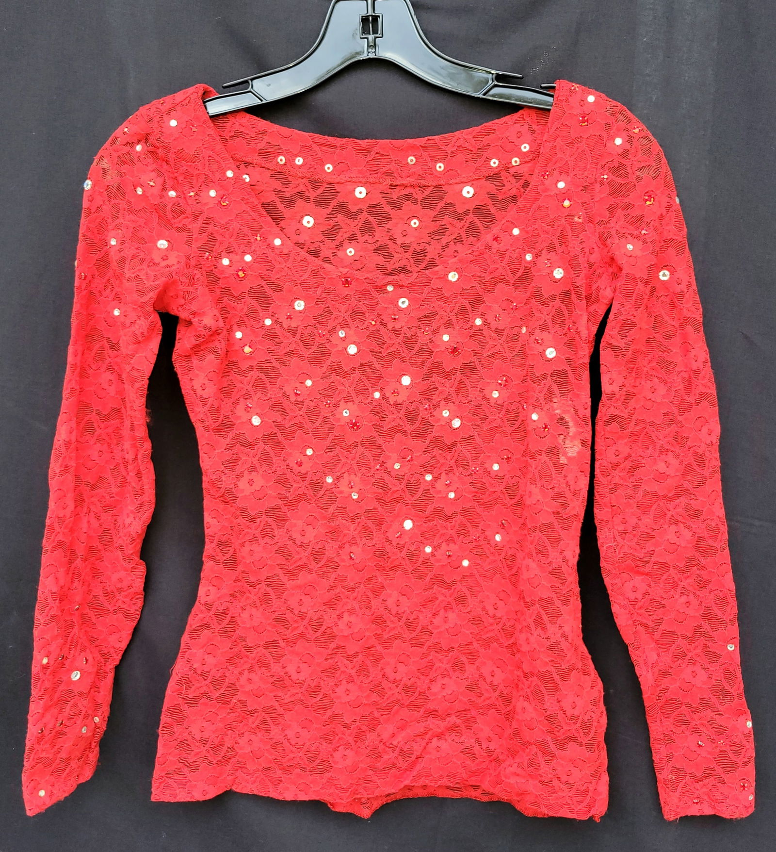 Irene Cara Estate Betsy Johnson Lace Sequin Sheer Long Sleeve Top COA (1 of 2)