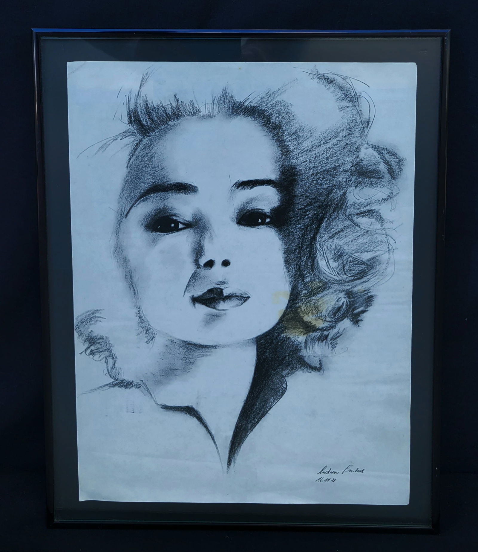 Irene Cara Estate Signed 1988 Portrait Drawing Possibly Indreas Barksl COA (1 of 1)