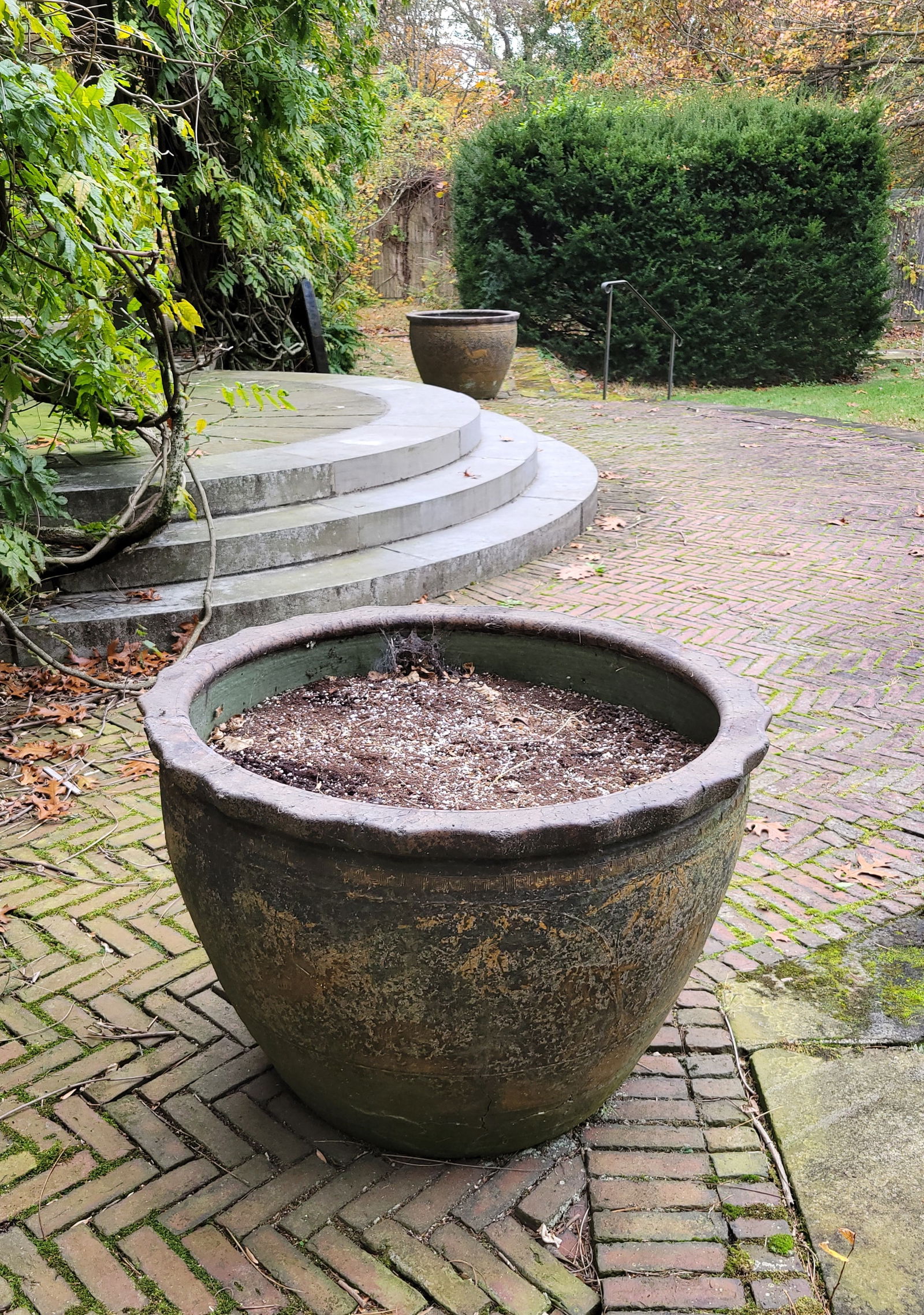 Gertrude Vanderbilt Studio Pair Large Possibly Roman or Ancient Terra Cotta Jardiniere Garden Urns (1 of 9)