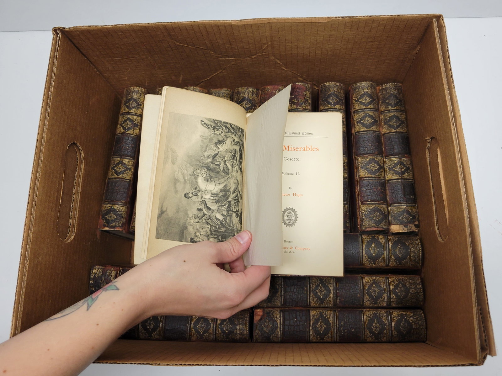 Vanderbilt Whitney Library 16vols Victor Hugo Leather Bound Boston Books (1 of 1)