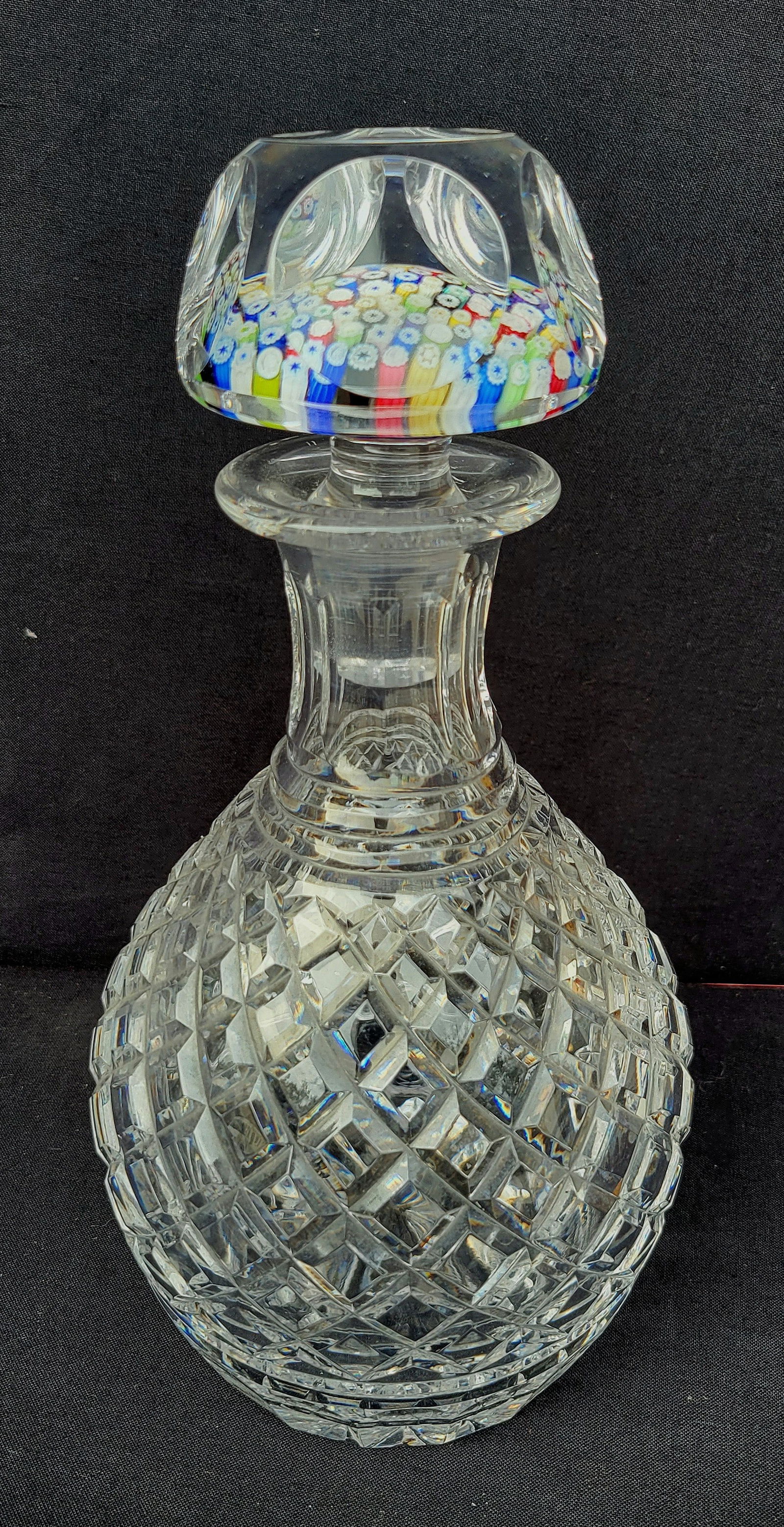 Jasan Estate Whitefriars Paperweight Decanter Cut Crystal Millefiori French 9.7in Former Baccarat ID (1 of 1)