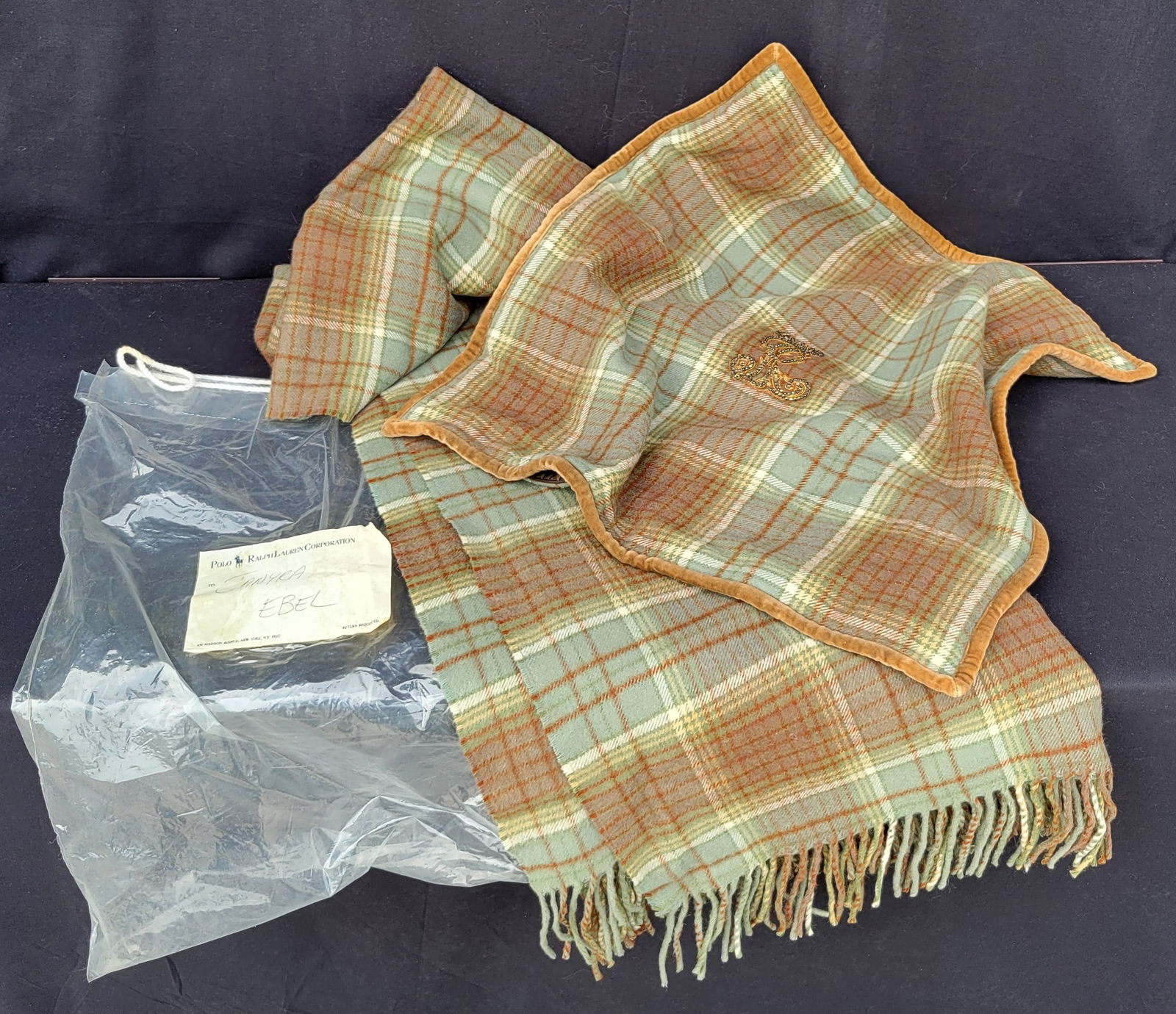 Jasan Estate Ralph Lauren Alpaca Applique Plaid Pillow Shell And Blanket (1 of 1)