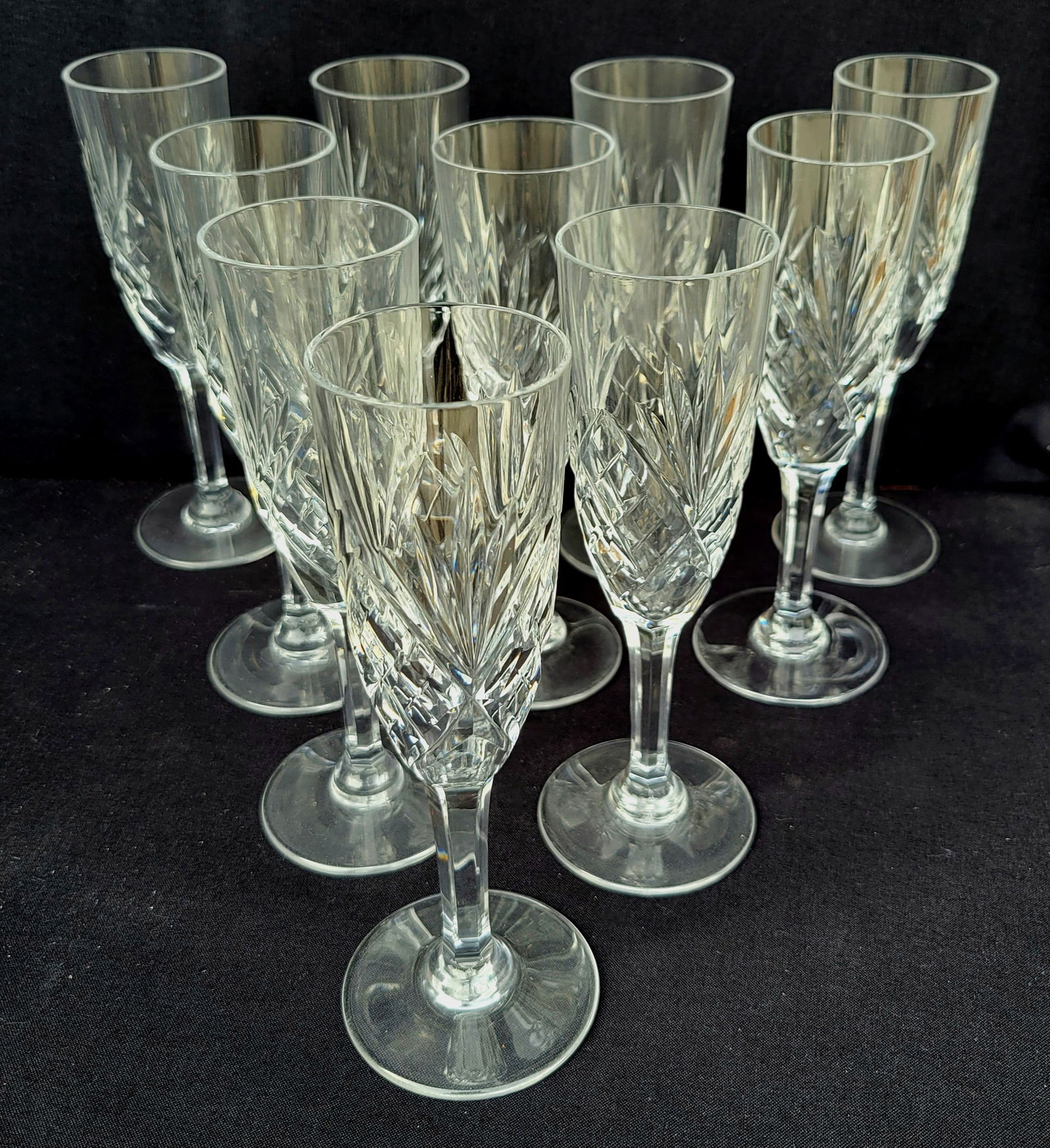 Jasan Estate Set 10 St Louis French Crystal Champagne Cut Glass Flutes Stemware (1 of 1)