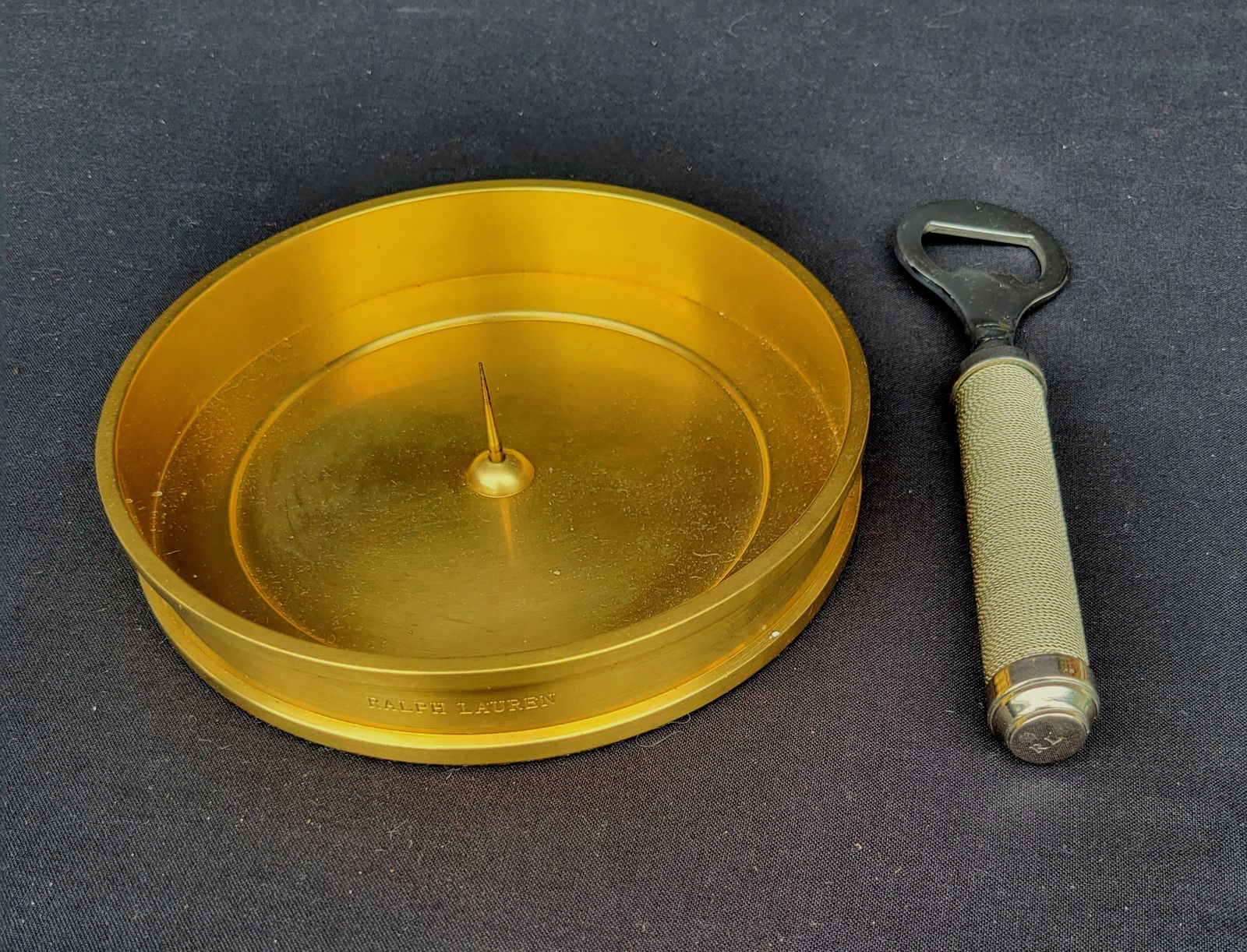 Jasan Estate 2pc Ralph Lauran Pricket And Opener Lot Candlestick And Bar Ware Both Signed (1 of 1)