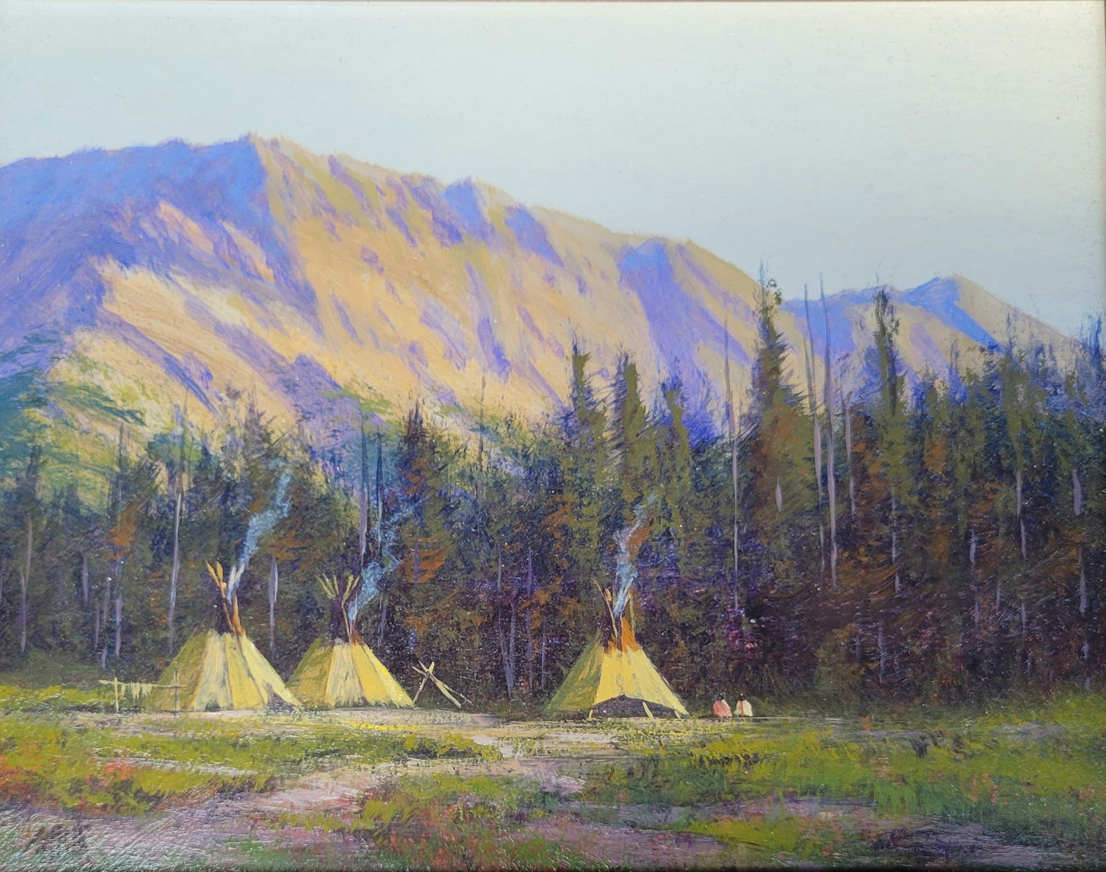 Gulf Coast Estate Mark Geller Native American Subject Painting Warm Lodge Teepee Landscape (1 of 3)