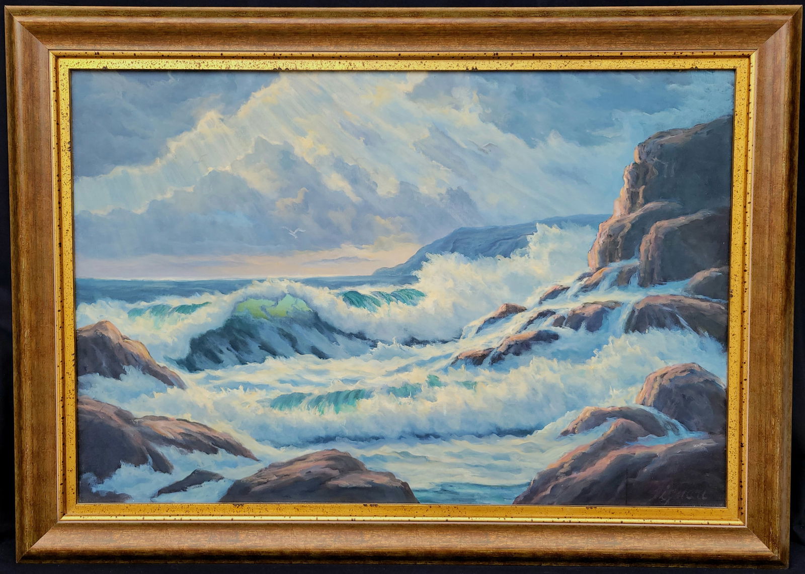 Gulf Coast Estate Florida Artist John T Vignari 1974 Sea Symphony Large Likely Monnegan Seascape Oil (1 of 3)