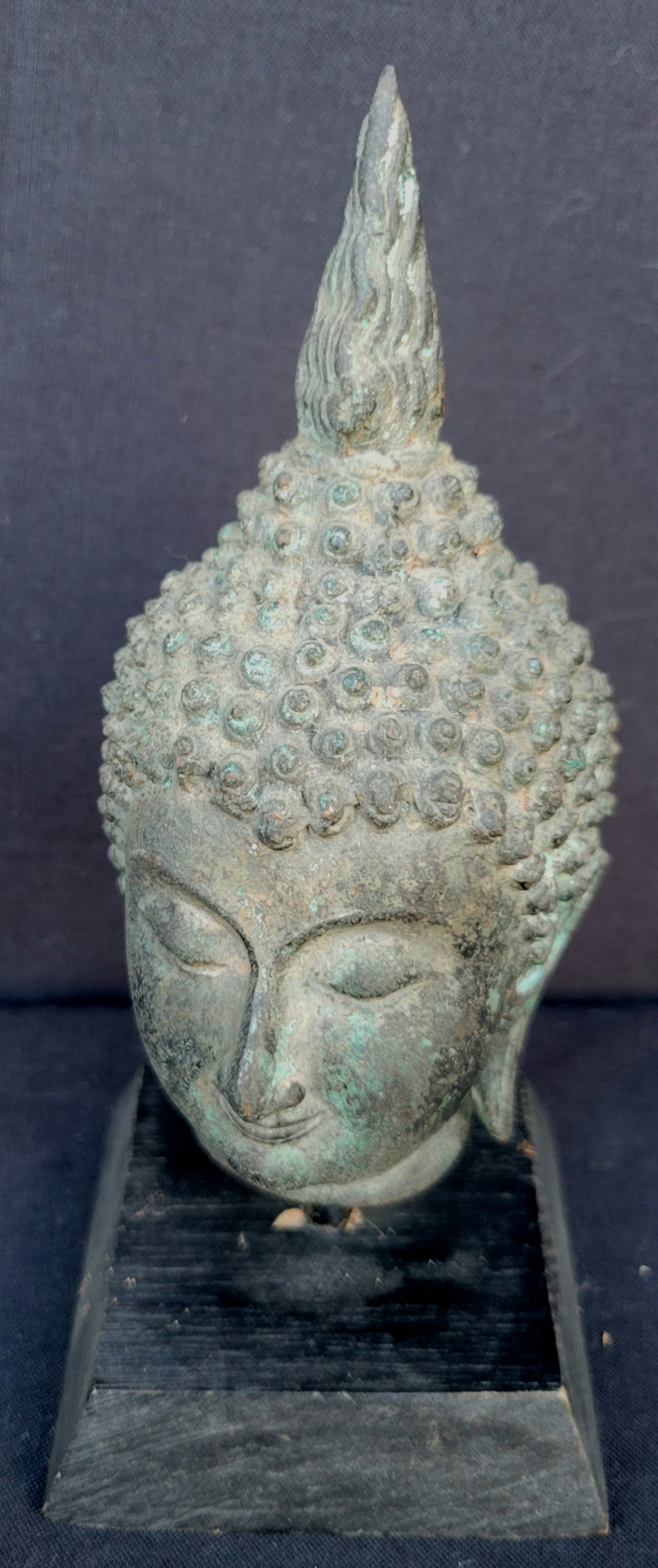 Local Collection Old Patina Thai Southeast Asian Bronze Verdigris Buddha Head (1 of 4)