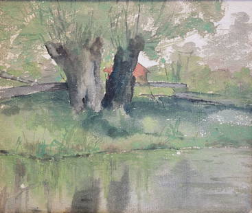 Constant Tryon Attributed Barbizon Watercolor Landscape Painting 1992 Auction Provenance French: Constant Tryon Attributed Barbizon Watercolor Landscape Painting 1992 Auction Provenance French Artist. Attributed to, manner of or after Constant Troyon, watercolor on paper laid down on mid 20c matb