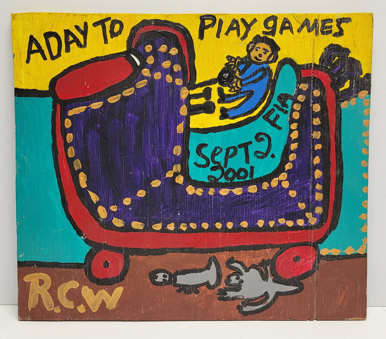 Ruby C Williams Outsider Art Play Games Folk Art 19in X 20.6in 2001 (1 of 2)