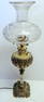 Brass Banquet Lamp Figural Angels Bradley And Hubbard Font Frosted Shade Alabaster Column 31.25in