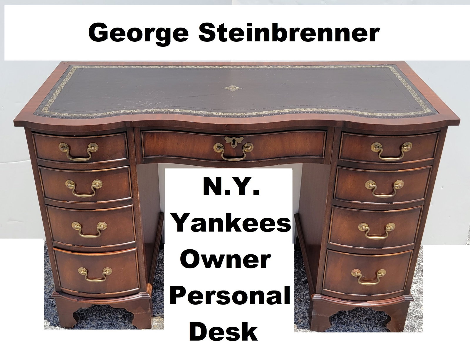 George Steinbrenner NY Yankees Owner Personal Desk With Card And Provenance Letter (1 of 14)