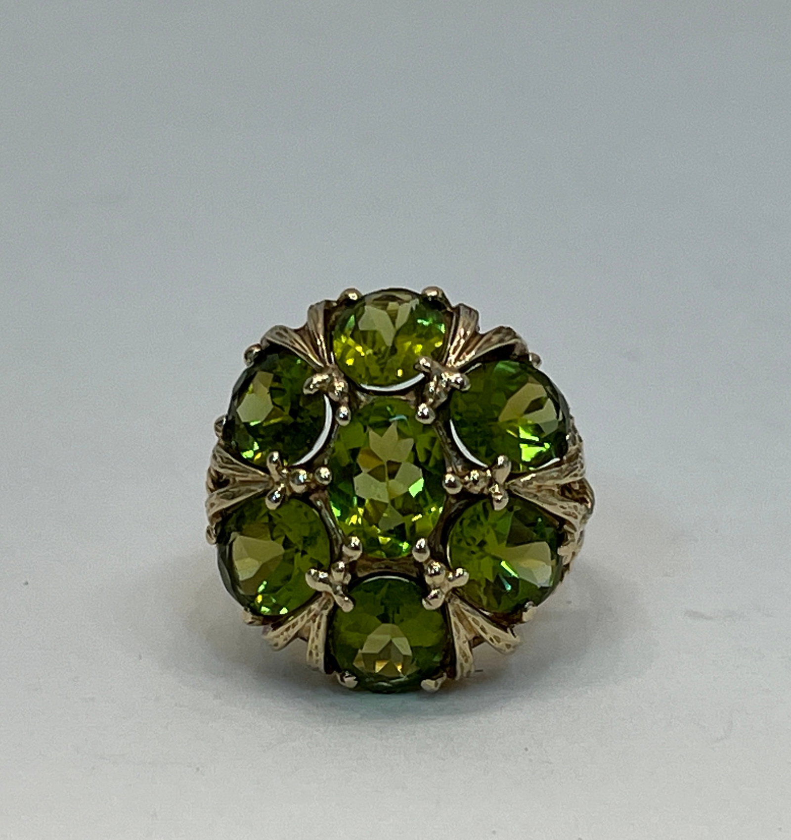 Hollywood Regency 10k Yellow Gold Peridot Color Cocktail Ring Size 7.75 4.2Tdwt 6.5Tg (1 of 2)