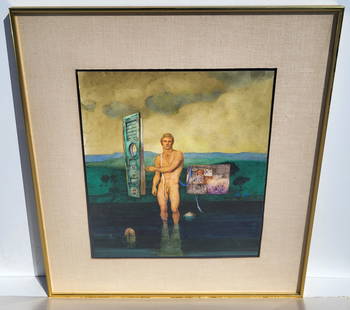 John Lear Original Work Color On Paper Signed male Nude Realist Drawing: John Lear Original Work Color On Paper Signed male Nude Realist Drawing. Dimensions: sight- 15.25in x 13.75in, frame- 24.25in x 22.25in Shipping: Visit StedmanShipping Dot Com for all info. Note