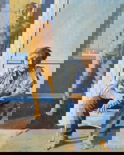 Signed Haft 1981 Large Introspection Nude Male Artist Self Portrait Wooden Strip Molding Frame Note: Signed Haft 1981 Large Introspection Nude Male Artist Self Portrait Wooden Strip Molding Frame Note Condition Report. Dimensions: 60in x 48in Shipping: Visit StedmanShipping Dot Com for all info.