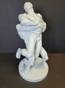 Large Herend Bela Pan Kotai Farkas Porcelain Wrestlers