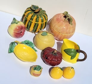 Aprox 1 Dozen Colorful Majolica Pottery Tablewares Including Italy Portugal And Studio Pottery