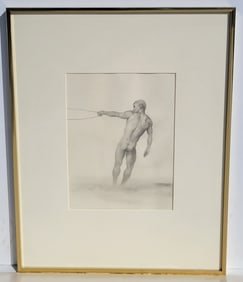 John Lear Male Nude Realist Signed Drawing 1988