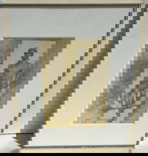 John Lear Male Semi Nude Realist Signed Drawing: John Lear Male Semi Nude Realist Signed Drawing, 12.5 x 8.5 sight, 20.25 x 16.25. Shipping: Visit StedmanShipping Dot Com for all info. Note large or heavy bronzes and concrete garden items may cost