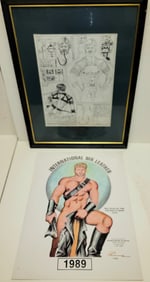 Original Alan Male S And M Bondage Cartoon Drawing With Signed Etienne International Mr Leather 1989