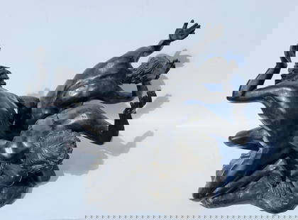 Three Male Nudes Kneeling Bronze Plateau Bowl Base Statue Sculpture No Visible Signature Vintage To: Three Male Nudes Kneeling Bronze Plateau Bowl Base Statue Sculpture No Visible Signature Vintage To Antique Vessel Absent. Dimensions: Aprx. 16 inches wide Weight: 23.2lbs Shipping: Visit