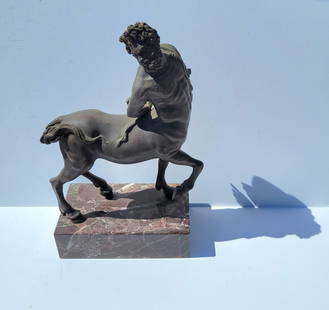 Grand Tour Furietti Old Centaur Greek Roman Antique Bronze Statue Sculpture After Antiquity: Grand Tour Furietti Old Centaur Greek Roman Antique Bronze Statue Sculpture After Antiquity. Dimensions: 19.75in including 3.25in marble plinth base Weight: 36.3lbs Shipping: Visit StedmanShipping