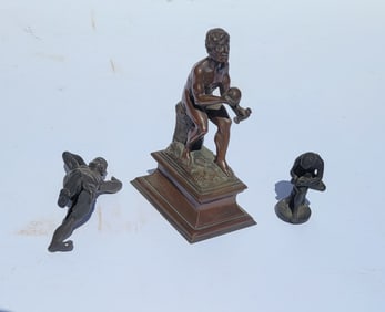 Lot 3 Nude And Semi Nude Bronze Statue Sculptures Small To Miniature Vintage To Antique