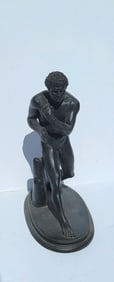 Antique Chiurazzi Naples Foundry Mark The Pugulists After Canova Bronze Male Nude Statue Sculpture