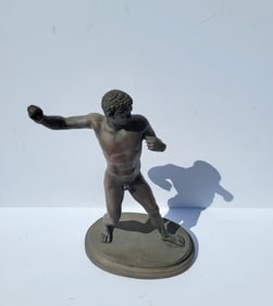 Grand Tour Classical Greco Roman Athlete Fighter Boxer Pugilist Male Nude Bronze Statue Sculpture