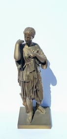 Grand Tour Greco Roman Goddess Nymph Statue Sculpture Dore Bronze Tree Trunk With B Side Of Base