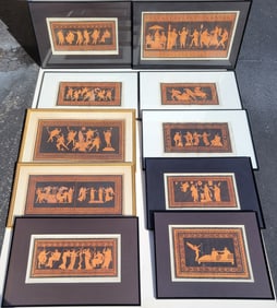 Lot 10 Single Color Framed Antique Engravings