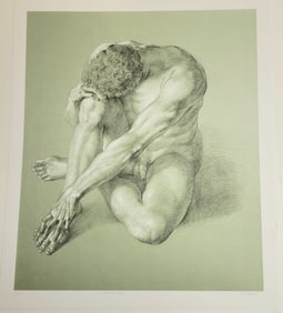 Nude Male Hand Signed PhotoOffset Lithograph Seated Boy Joseph Sherly Shephard Ed 250