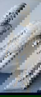 Vintage Greek Roman Nude Concrete Garden Statue Sculpture: Vintage Greek Roman Nude Concrete Garden Statue Sculpture. Dimensions: 55in Weight: Aprx. Over 100 & likely under 200 lbs Shipping: NOTE this is one of 11 heavy statues to be picked up at our