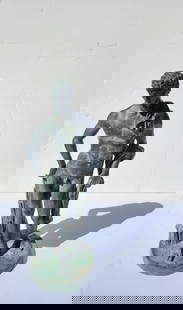 Classical Verdigris Bronzed Patina Cast Molded Or Plaster Heavy Greek Or Roman Nude Statue Sculpture: Classical Verdigris Bronzed Patina Cast Molded Or Plaster Heavy Greek Or Roman Nude Statue Sculpture. Dimensions: 21.25in tall overall, 21lbs Shipping: Visit StedmanShipping Dot Com for all info.